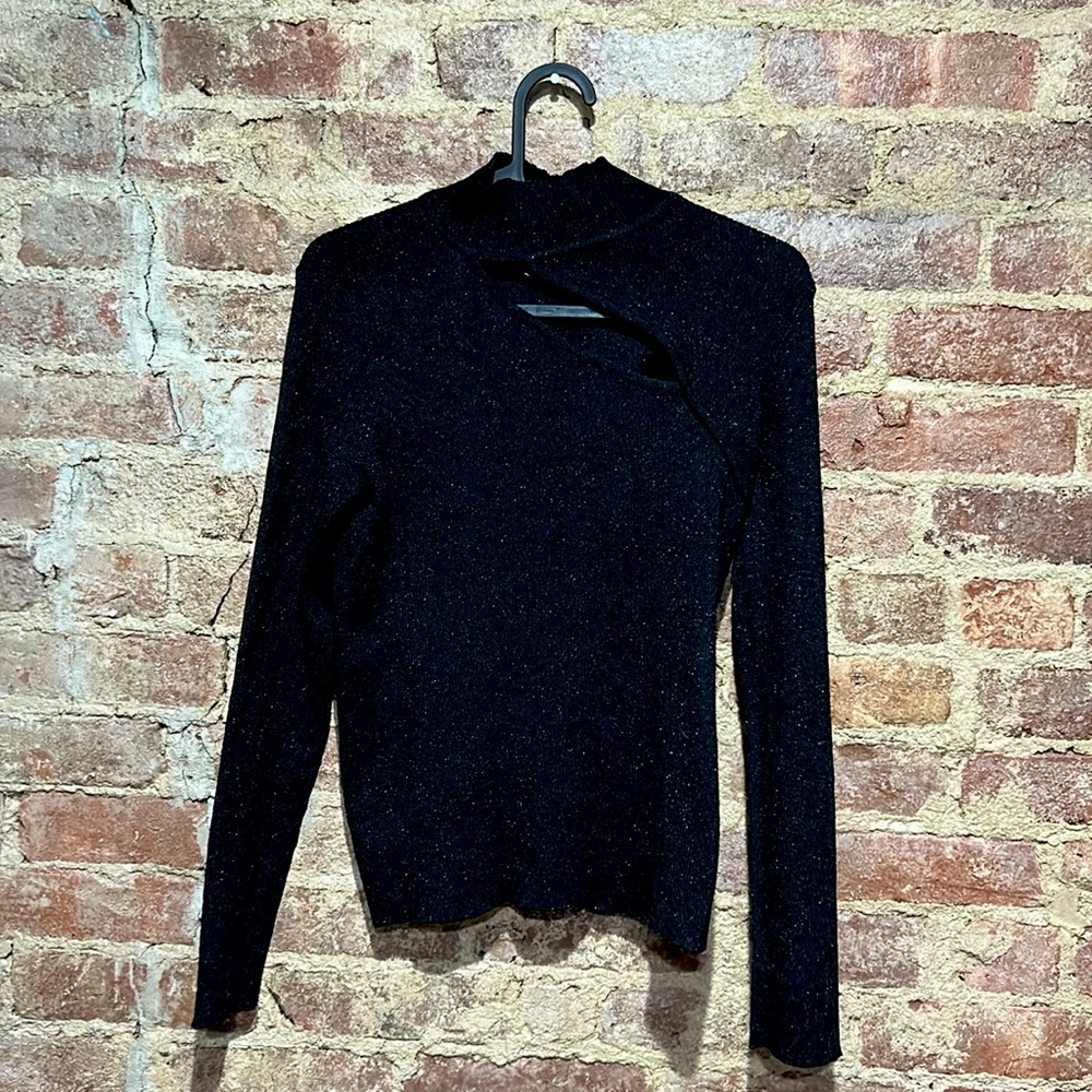 Calvin Klein Sparkly Slash Mock Top